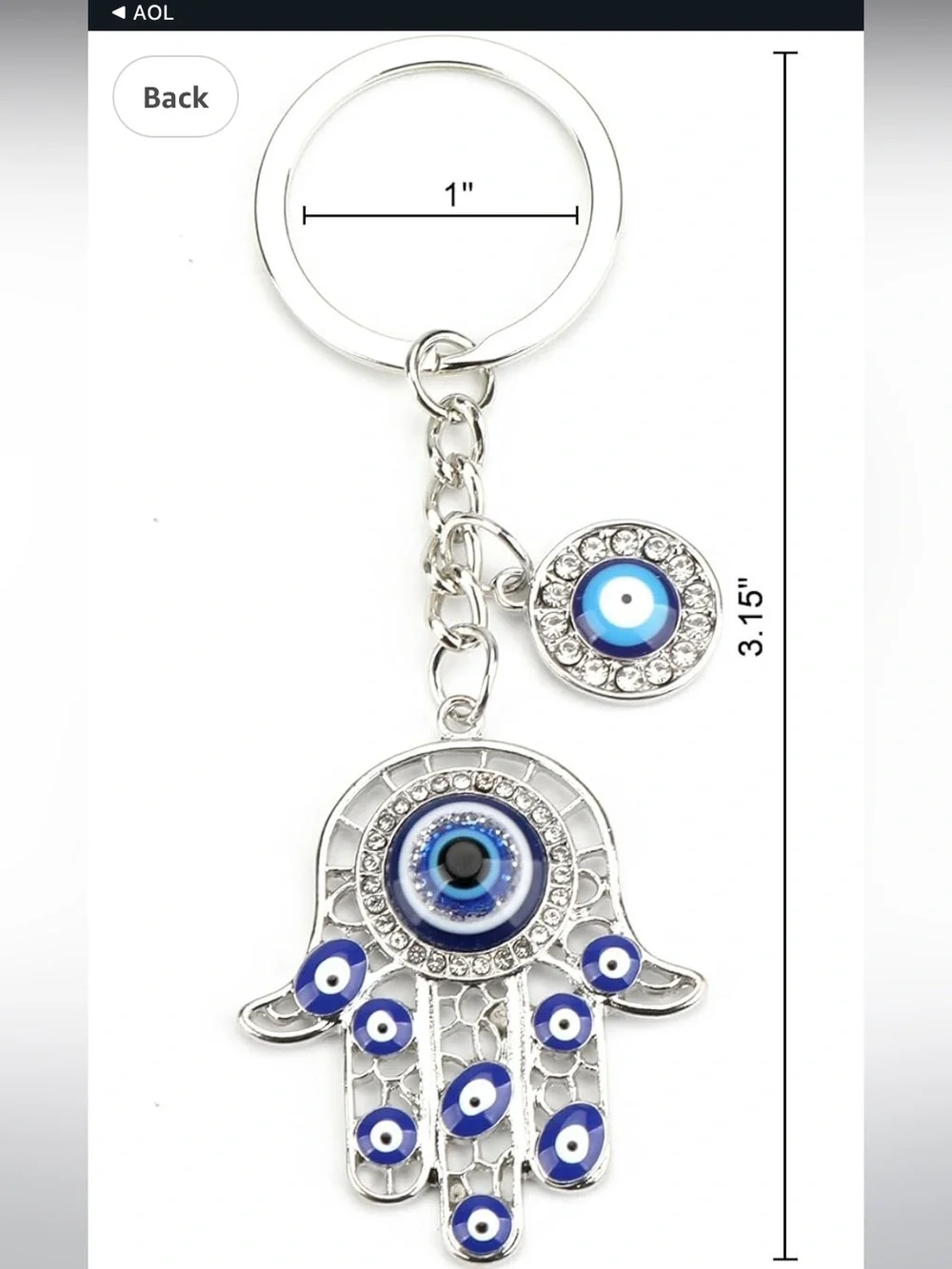 Silver Hamsa Evil Eye purse/bag charm Keychain